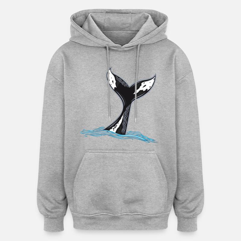 Rorqual commun - Sweat à capuche oversize unisexe - gris chiné