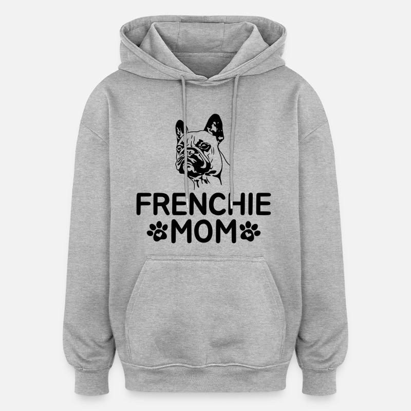 Frenchie Maman - Sweat à capuche oversize unisexe - gris chiné