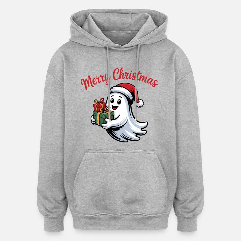 Weihnachtsgeist mit Geschenken - Oversized Unisex Hoodie - Grau meliert