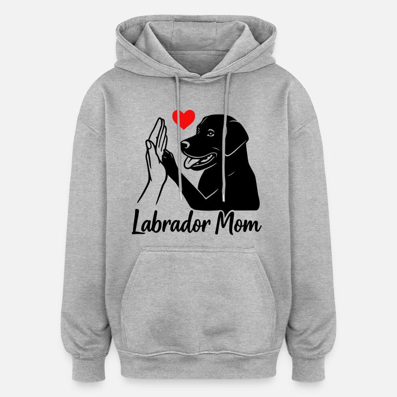 Maman Labrador - Sweat à capuche oversize unisexe - gris chiné