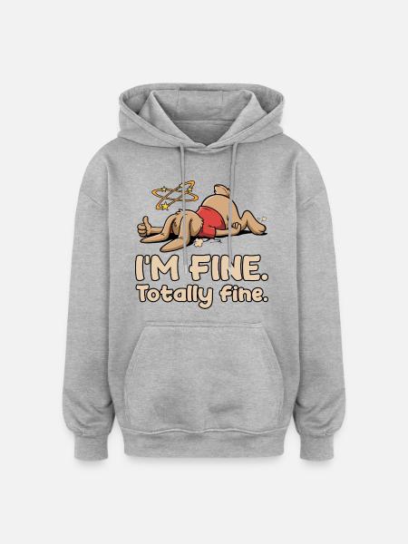 Exhausted rabbit with sarcastic saying - Oversized Unisex Hoodie - heather grey