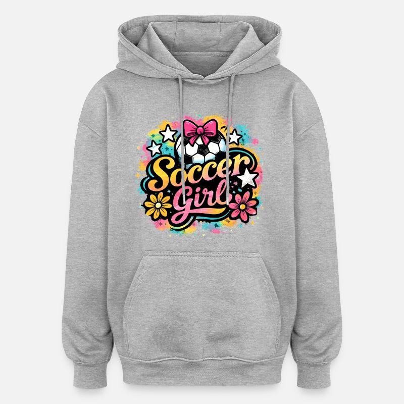 Fußball Mädchen  - Oversized Unisex Hoodie - Grau meliert