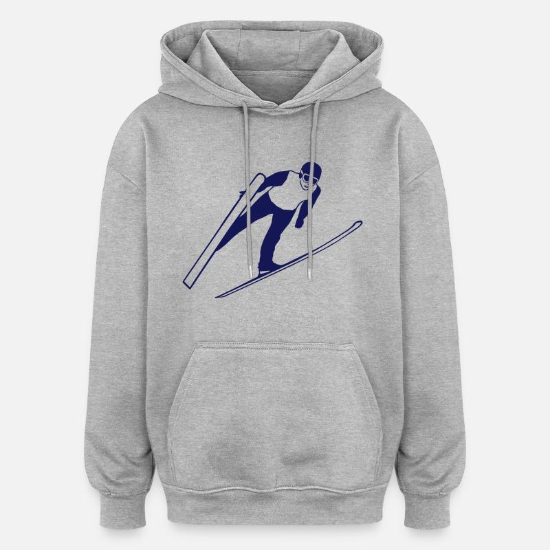 ski jumping - ski flying - Sweat à capuche oversize unisexe - gris chiné
