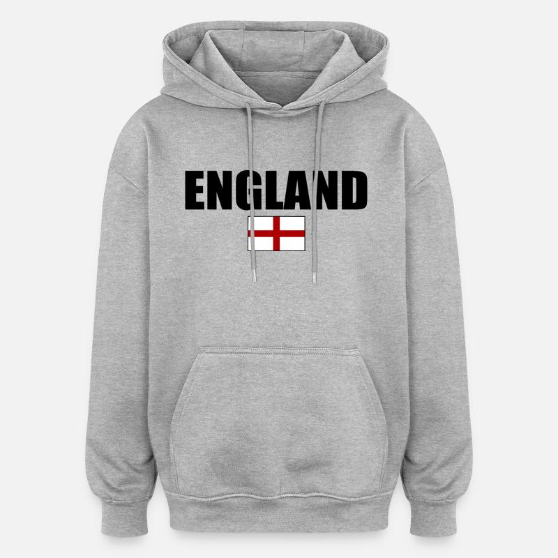 angleterre - Sweat à capuche oversize unisexe - gris chiné