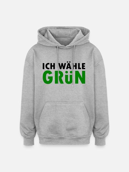 Ich wähle grün - Oversized Unisex Hoodie - Grau meliert