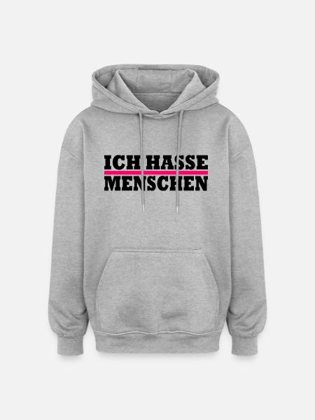 Ich hasse menschen - Oversized Unisex Hoodie - Grau meliert