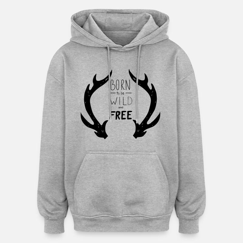 né sauvage libre - Sweat à capuche oversize unisexe - gris chiné