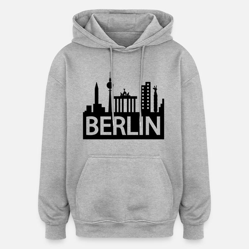 berlin horizon - Sweat à capuche oversize unisexe - gris chiné