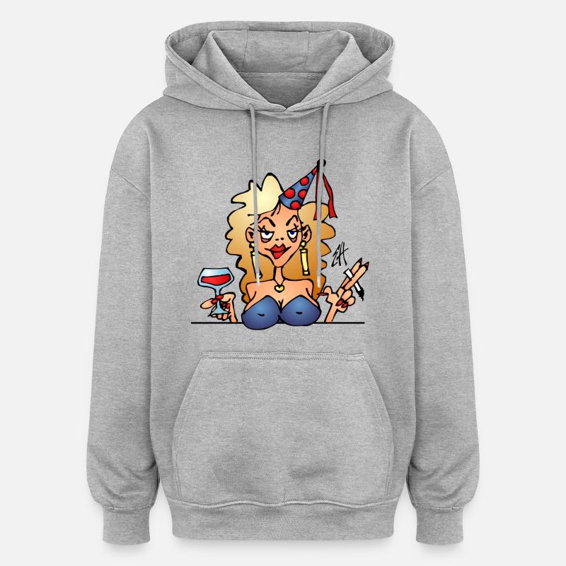 anniversaire - Sweat à capuche oversize unisexe - gris chiné