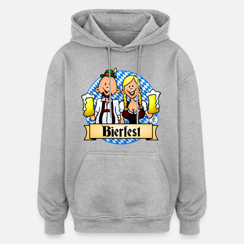 Conception de célébration du Bierfest - Sweat à capuche oversize unisexe - gris chiné