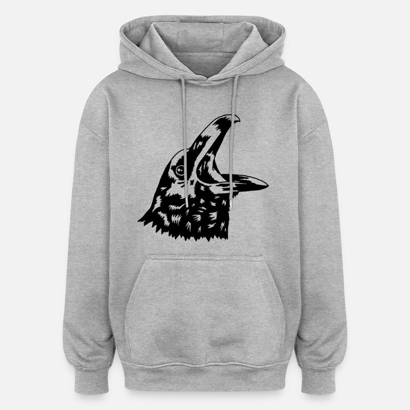 Krähe - Oversized Unisex Hoodie - Grau meliert