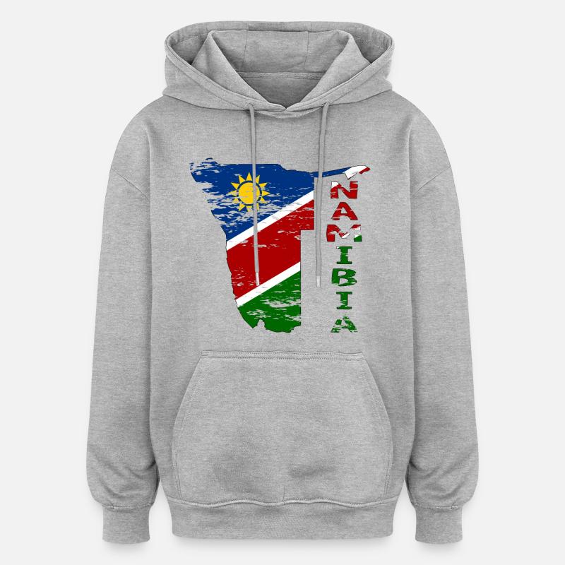 Namibie Carte Drapeau utilisé - Sweat à capuche oversize unisexe - gris chiné