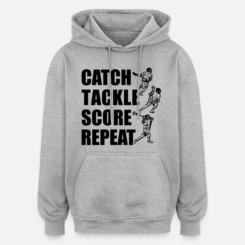 Attraper, plaquer, pointer, répéter - Sweat à capuche oversize unisexe - gris chiné