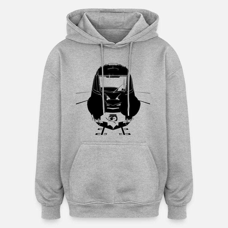 Chemin de fer - Sweat à capuche oversize unisexe - gris chiné