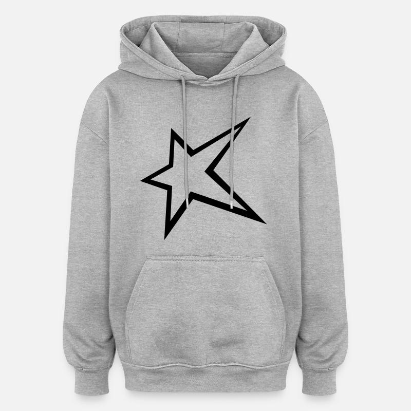 Star - Sweat à capuche oversize unisexe - gris chiné