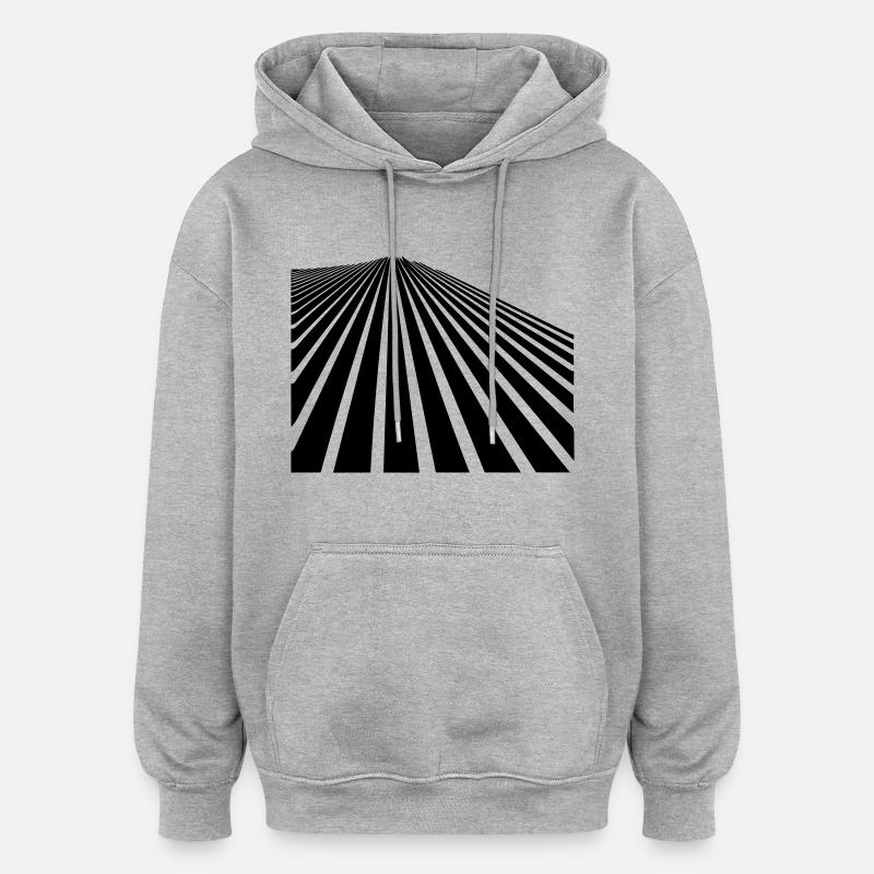 lignes - Sweat à capuche oversize unisexe - gris chiné