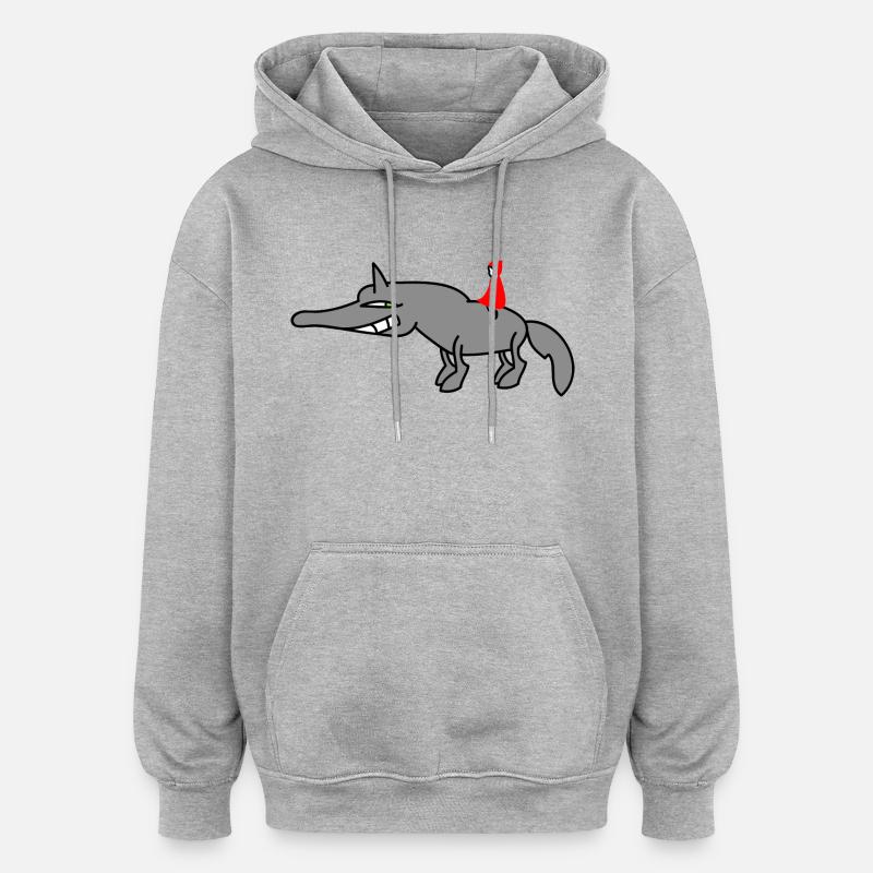 Wolf mit Rotkäppchen - Oversized Unisex Hoodie - Grau meliert