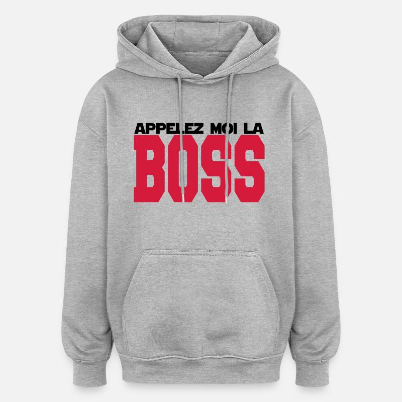 appelez moi la boss - Sweat à capuche oversize unisexe - gris chiné