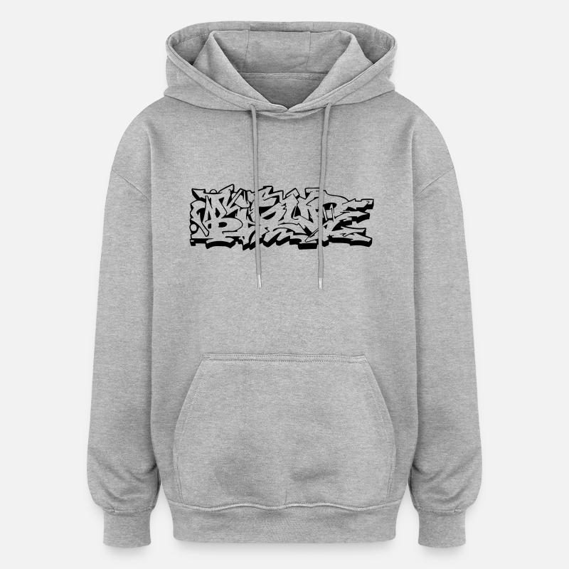 Bigup rue Graffiti Bombardement style - Sweat à capuche oversize unisexe - gris chiné
