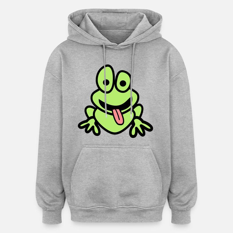 Frog avec la langue - Sweat à capuche oversize unisexe - gris chiné