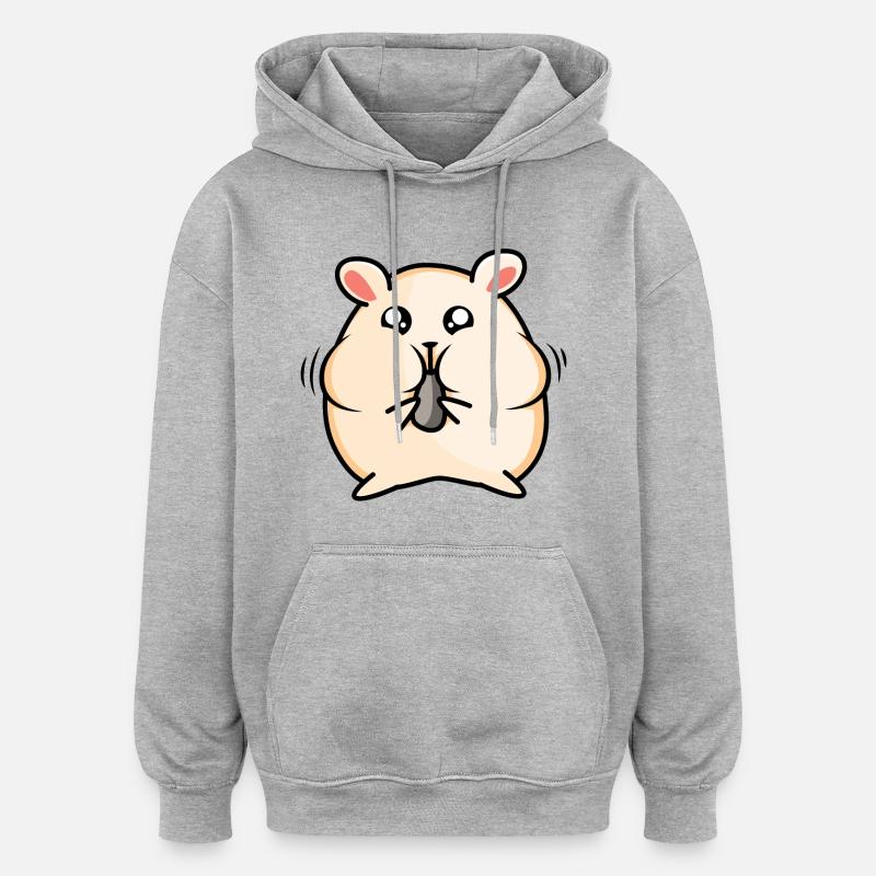 Conception de hamster - Sweat à capuche oversize unisexe - gris chiné