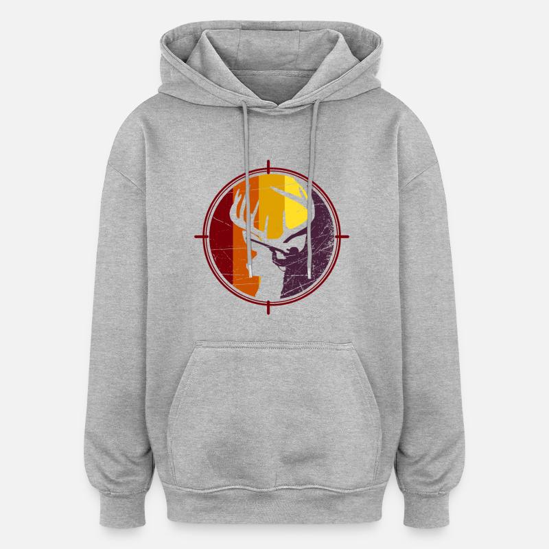 Jäger - Jagd - Hirsch - Oversized Unisex Hoodie - Grau meliert