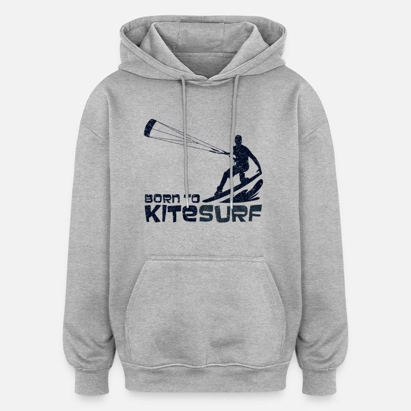 Kitesurf - conception - Sweat à capuche oversize unisexe - gris chiné