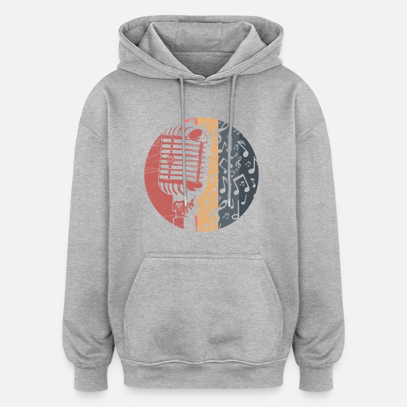 Microphone - Sweat à capuche oversize unisexe - gris chiné