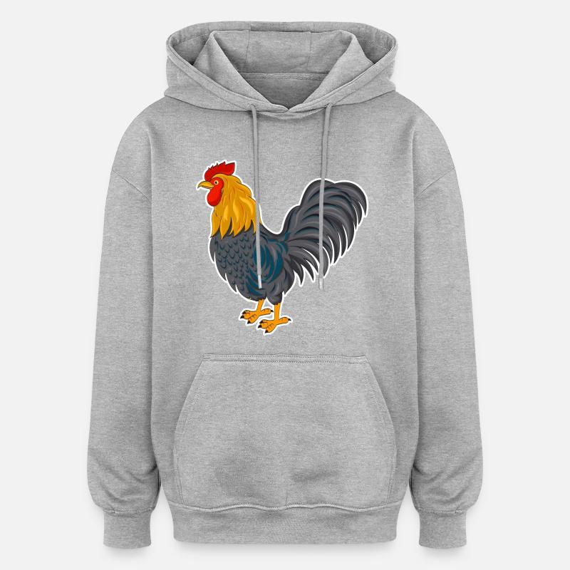 Coq - design - Sweat à capuche oversize unisexe - gris chiné