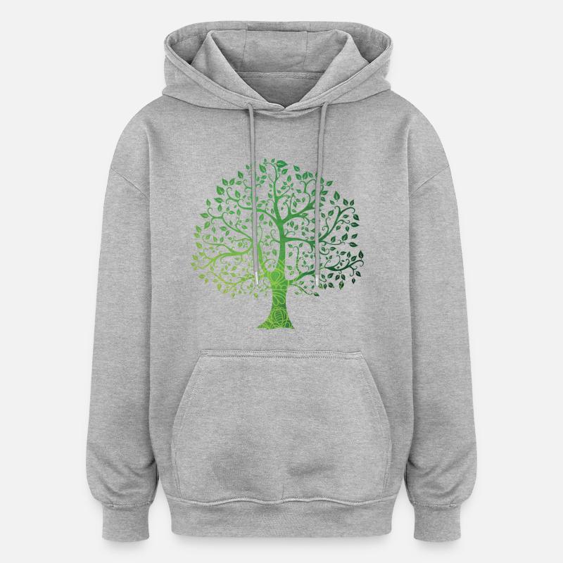 Natur - Oversized Unisex Hoodie - Grau meliert