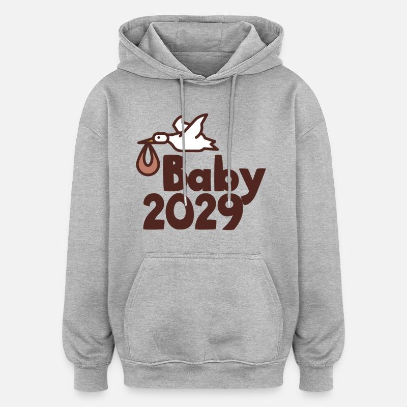 Bébé cigogne 2029 - Sweat à capuche oversize unisexe - gris chiné