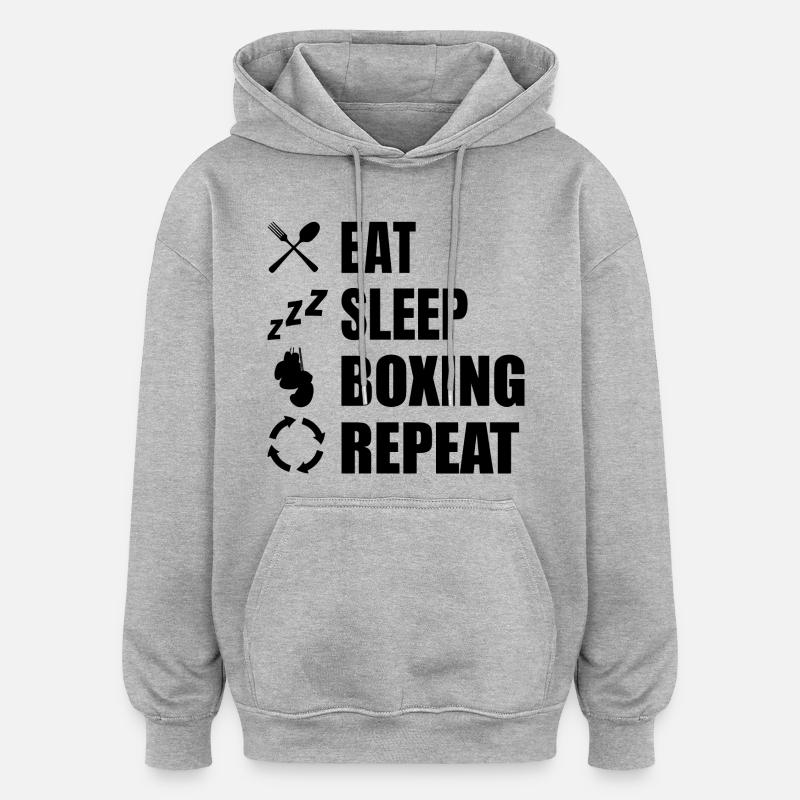 Routine de boxe - Sweat à capuche oversize unisexe - gris chiné