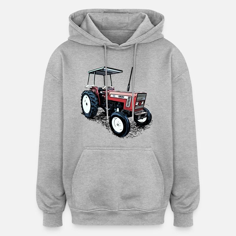 Traktor 666 - Oversized Unisex Hoodie - Grau meliert