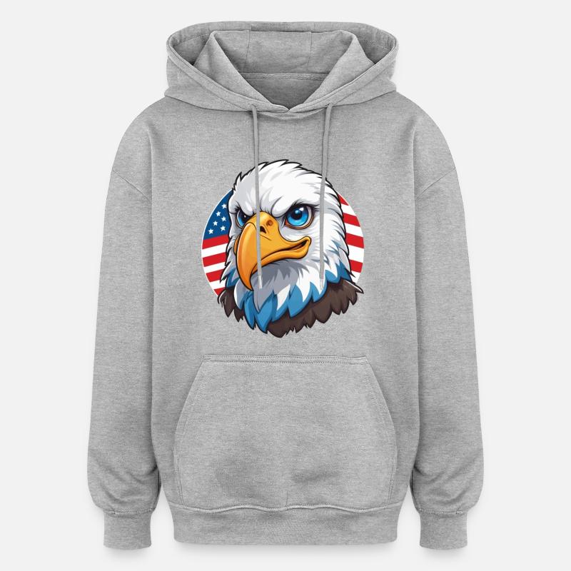 USA Flag Eaglehead Bald Eagle - Oversized Unisex Hoodie - heather grey