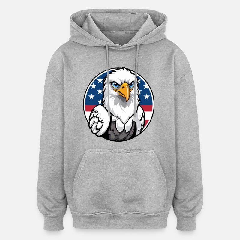 États-Unis et USA Eagle - Sweat à capuche oversize unisexe - gris chiné