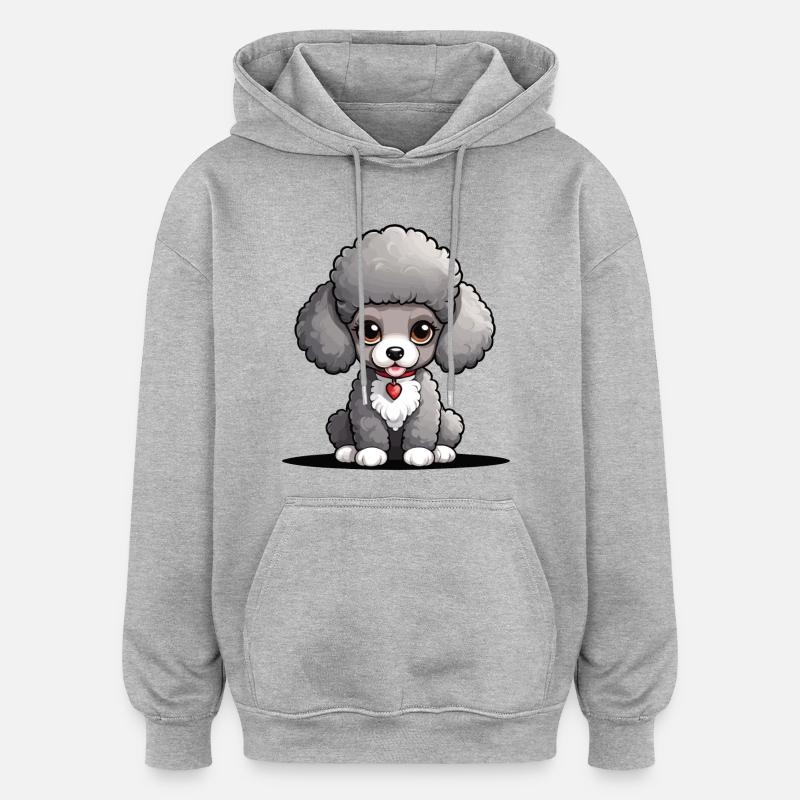 Wuscheliger Pudel mit Herzchen - Oversized Unisex Hoodie - Grau meliert
