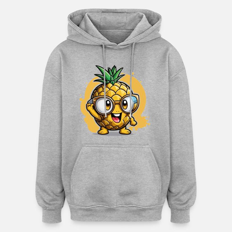 Petit ananas - Sweat à capuche oversize unisexe - gris chiné