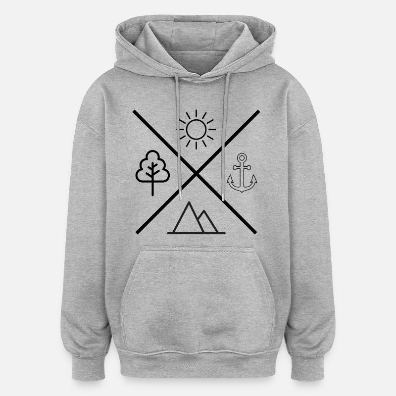 Vie - Sweat à capuche oversize unisexe - gris chiné