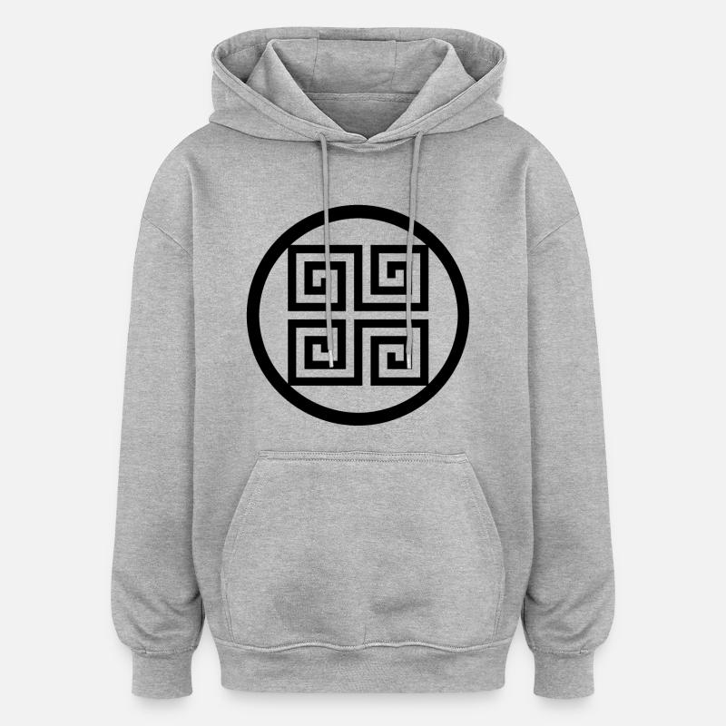 Symbole grec - Sweat à capuche oversize unisexe - gris chiné