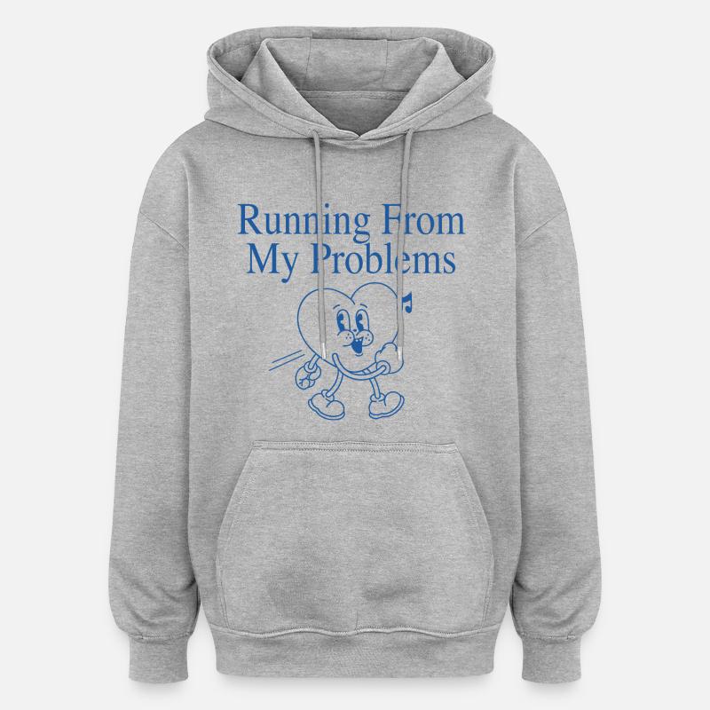 Running Heart – Running From My Problems - Oversized Unisex Hoodie - heather grey