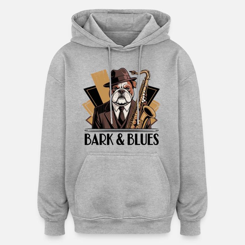 Bark et Blues - Sweat à capuche oversize unisexe - gris chiné