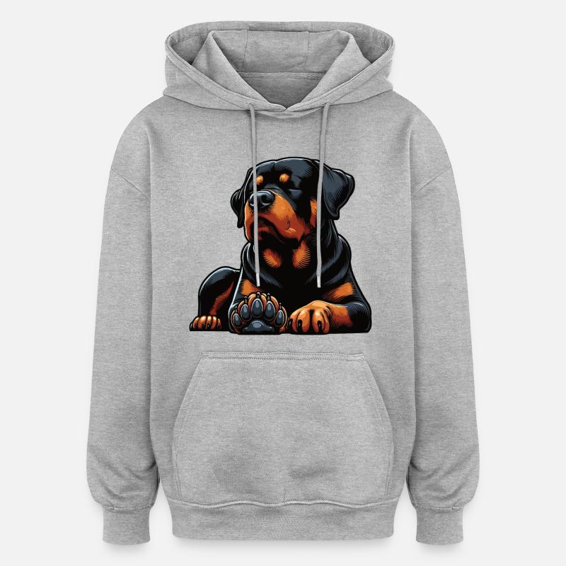 Rottweiler Propriétaire de Rottweiler Lovers - Sweat à capuche oversize unisexe - gris chiné