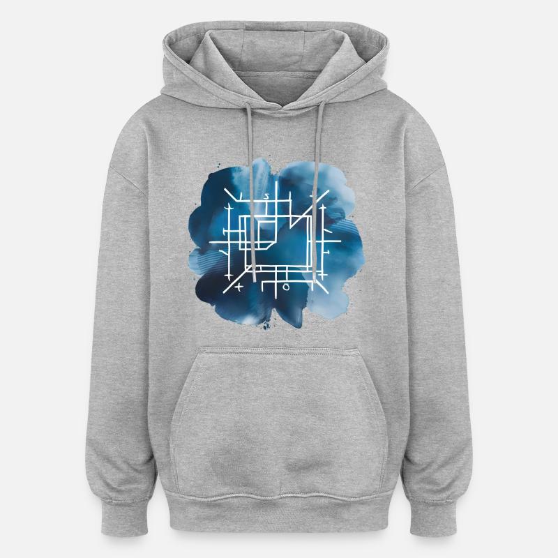 Plan d’architecture Print - Sweat à capuche oversize unisexe - gris chiné