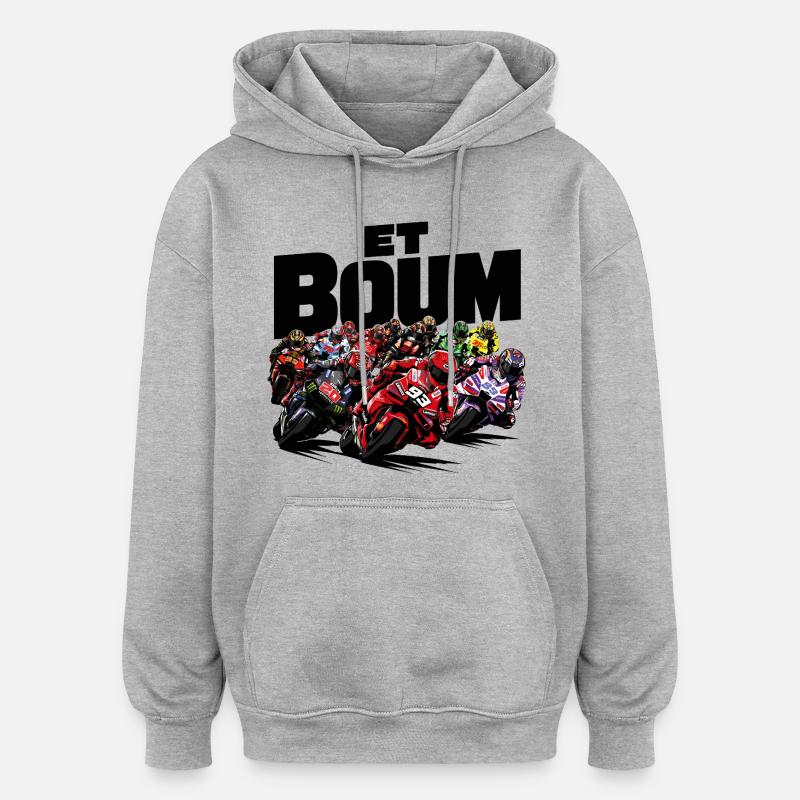ET BOUM - Sweat à capuche oversize unisexe - gris chiné