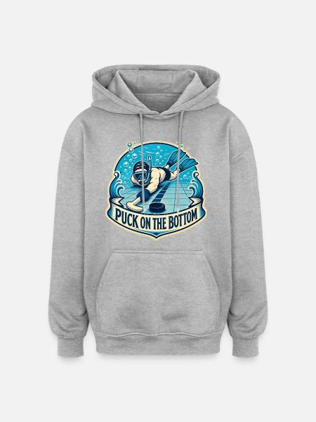 PUCK ON THE BOTTOM - Oversized Unisex Hoodie - Grau meliert