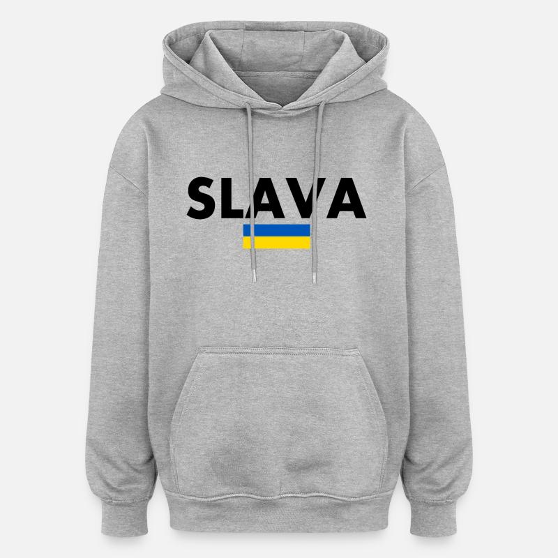 Slava - Oversize unisex hoodie - grå meleret