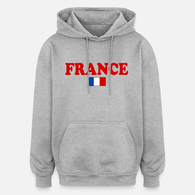 France - Sweat à capuche oversize unisexe - gris chiné