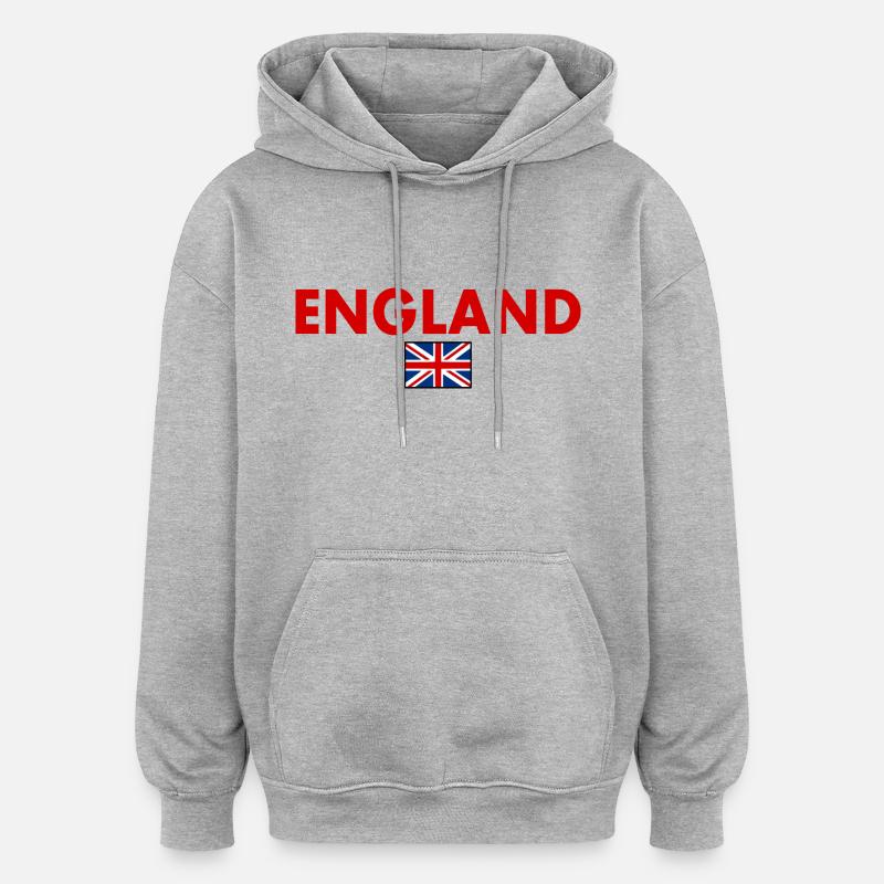 angleterre - Sweat à capuche oversize unisexe - gris chiné