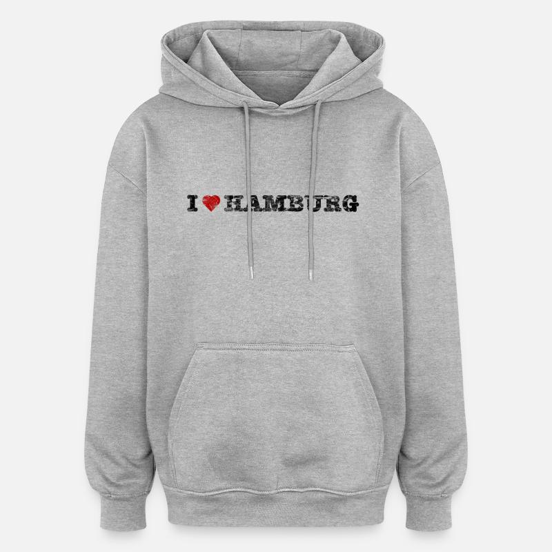 ilove_hamburg_quer - Sweat à capuche oversize unisexe - gris chiné