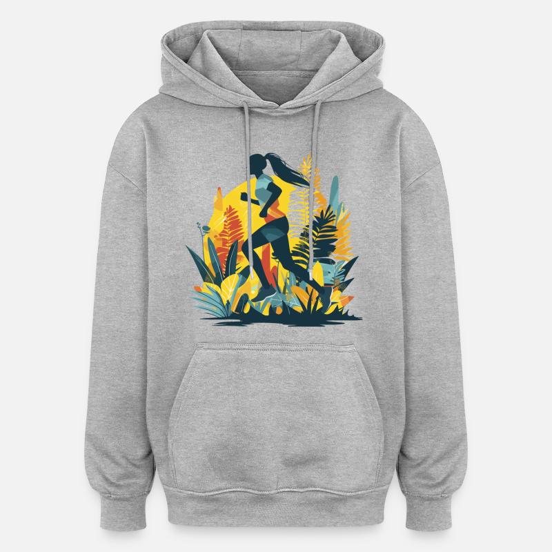 Bande dessinée Runner - Sweat à capuche oversize unisexe - gris chiné